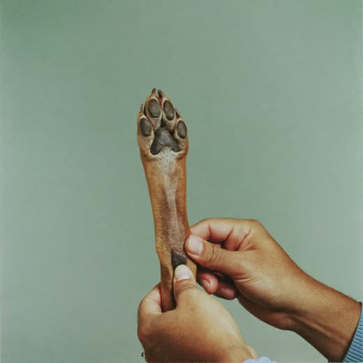 A dog's paw being held for a nail trim